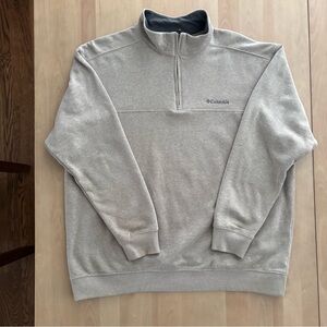 COLUMBIA Long Sleeved 1/4 Zip Pullover. Color Oatmeal. Size XXL. Pre-owned EUC